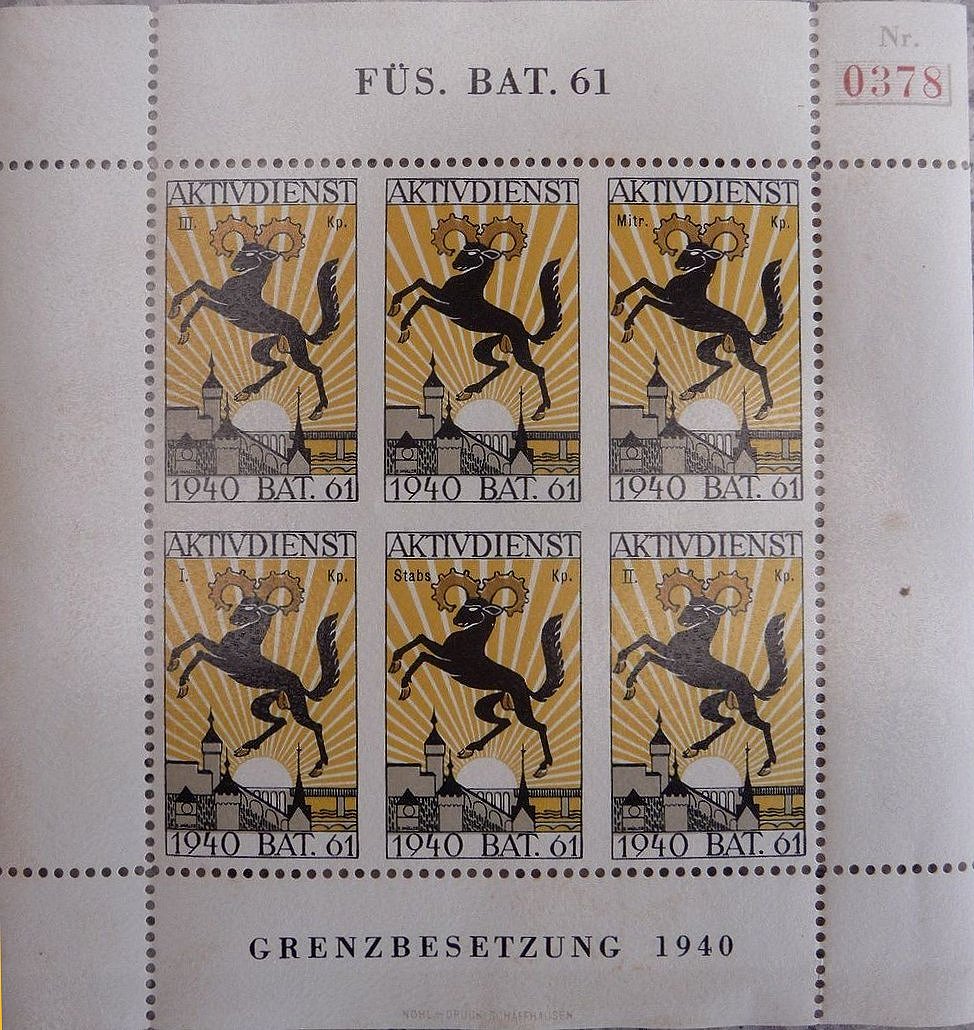 Schweiz Suisse Switzerland Soldatenmarken Eisenbahn Soldier Stamps Railway Infanterie Bat.61